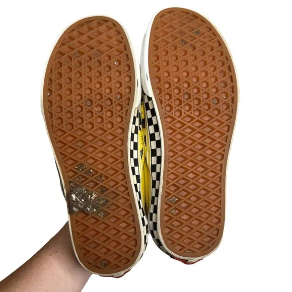 Vans Womens Yellow Sunflower Asher Slip On Checkered Sneakers Size 7 - Picture 6 of 10